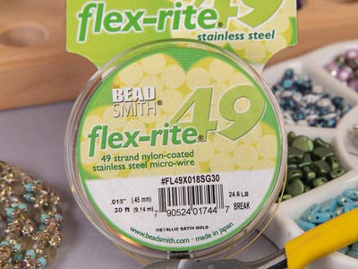 Beadsmith Flexrite, 49 Strand,     Metallic Satin Gold, 0.45mm, 9.1m - Standard Image - 7