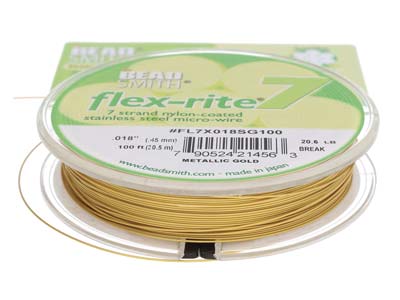 Beadsmith Flexrite, 7 Strand,      Metallic Satin Gold, 0.45mm, 30.5m - Standard Image - 4