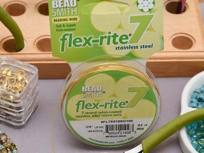 Beadsmith Flexrite, 7 Strand,      Metallic Satin Gold, 0.45mm, 30.5m - Standard Image - 7