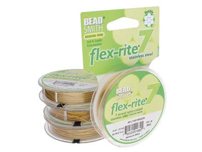 Beadsmith Flexrite, 7 Strand,      Metallic Satin Gold, 0.45mm, 9.1m - Standard Image - 2