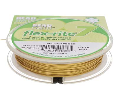 Beadsmith Flexrite, 7 Strand,      Metallic Satin Gold, 0.45mm, 9.1m - Standard Image - 4