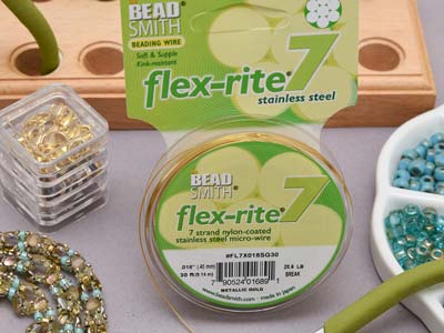 Beadsmith Flexrite, 7 Strand,      Metallic Satin Gold, 0.45mm, 9.1m - Standard Image - 7