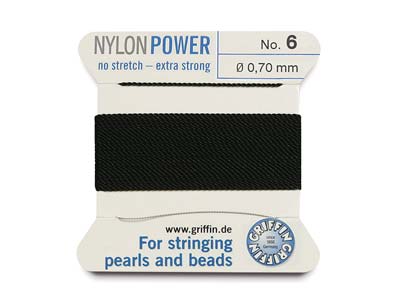 Griffin Nylon Power, Bead Cord,    Black, Size 6