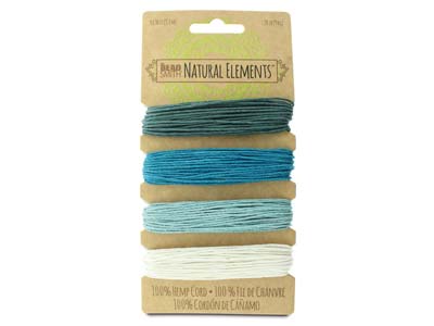 Beadsmith Natural Elements, Hemp   Cord, 4 Colour, Aqua, 1.0mm