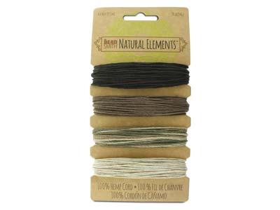 Beadsmith Natural Elements, Hemp   Cord, 4 Colour, Neutral, 1.0mm