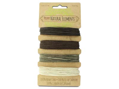 Beadsmith Natural Elements, Hemp   Cord, 4 Colour, Neutral, 0.55mm