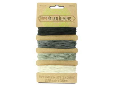 Beadsmith Natural Elements, Hemp   Cord, 4 Colour, Onyx, 0.55mm - Standard Image - 1