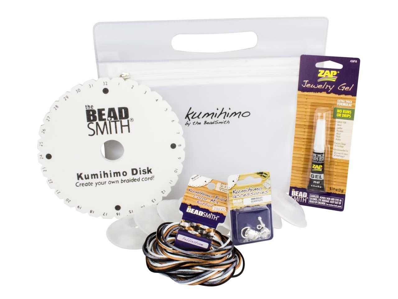 Kumihimo Starter Kit with Disk, Adhesive, Bobbins, Findings, and Cord,  Braiding for Beginners, Jewelry Tools for Braiding