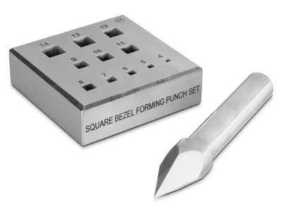 Square Bezelcollet Forming Block  With 11 Holes And 17 Degree Angle  Punch Included