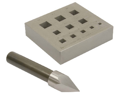 Square 17 Degree, Plate And Punch, 4-14mm With Square Corners