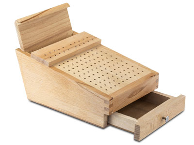 Wooden Plier, Burr And File        Benchtop Organiser With Drawer - Standard Image - 2