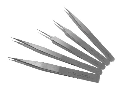 Set Of 5 Steel Tweezers