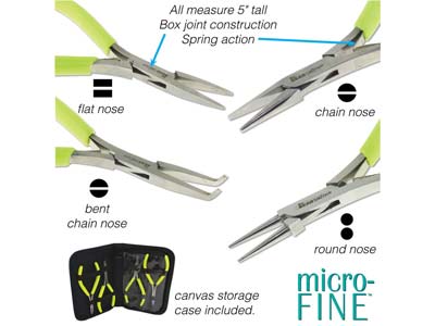 Micro-fine Pliers Set Of 4, With   Spring Chain, Round, Flat, Bent,   Chain - Standard Image - 2