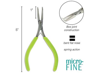 Micro-fine Mini Bent Flat Nose     Pliers With Springs 125mm/5