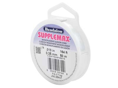 Beadalon Supplemax Monofilament    Illusion Cord Clear, 0.25mm, 50m   Spool