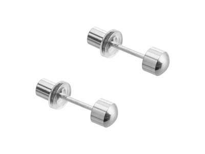 Safe Pierce Pro Stainless Steel 4mm Full Moon Ball Hat Back Ear         Piercing Studs - Standard Image - 1