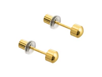 24ct Gold Plated Pair 4mm Full Moon Ball Stud, For Use With Safe Pierce Pro Piercing Instrument