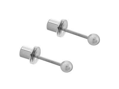 Safe Pierce Pro Titanium 3mm Ball  Hat Back Ear Piercing Studs - Standard Image - 1