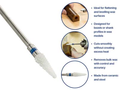 Bench Essentials By Cooksongold    Ceramic Burr Cone, Medium Grit     Blue, 4mm - Standard Image - 4