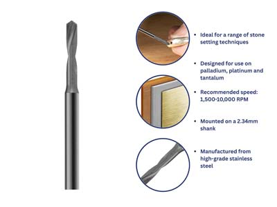 Bench Essentials By Cooksongold Geometry Shank Drill 0.5mm, Platinum And Palladium - Standard Image - 4