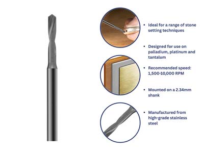 Bench Essentials By Cooksongold Geometry Shank Drill 0.7mm, Platinum And Palladium - Standard Image - 4