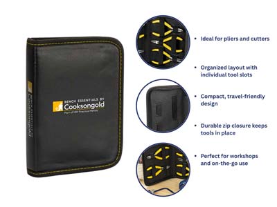Bench Essentials By Cooksongold Pliers Zipper Case, 5 Slots, 166mm X 153mm X 35mm - Standard Image - 4