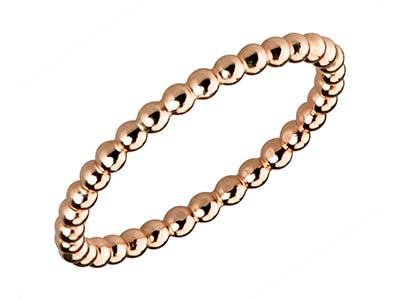 Rose Gold Filled Beaded Ring 2mm   Size Q - Standard Image - 2