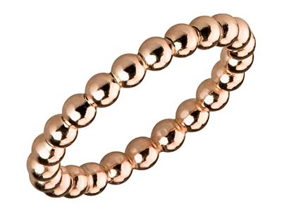 Rose Gold Filled Beaded Ring 3mm   Size Q - Standard Image - 2