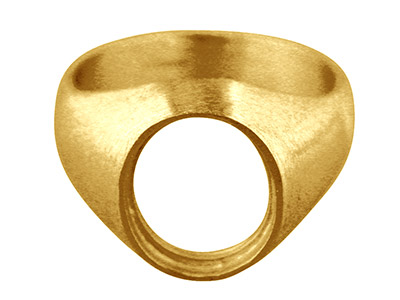 9ct Yellow Gold Rubover Ring       Single Stone Oval Hallmarked Stone Size 12x10mm Size Q Open Back And  Hollowed Shoulders