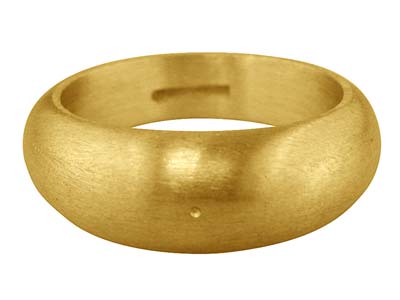 9ct Yellow Gold Domed Ring Plain   Hallmarked Widest Point 8mm Size P Hollowed Back With Centre Punch,   100 Recycled Gold