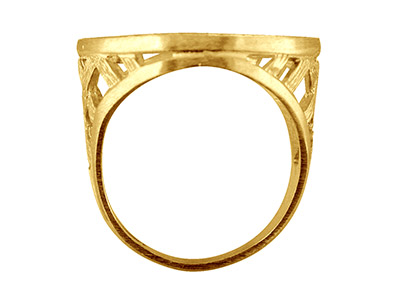 9ct Yellow Gold Full Sovereign Ring 4 Claw Bezel Hallmarked Size Z      Latticed Shoulders - Standard Image - 1