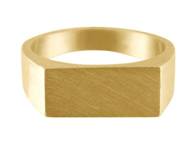 9ct Yellow Gold Initial Ringrect   14x8mm Hallmarked Head Depth 1.5mm Size O, 100 Recycled Gold