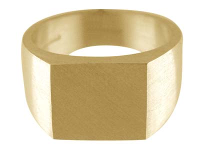 9ct Yellow Gold Initial Ring Square 12x12mm Hallmarked Head Depth 2.8mm Size T, 100 Recycled Gold