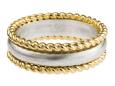 9ct Yellow Gold Twist Band Ring    1.6mm Wide Hallmarked Size O - Standard Image - 3