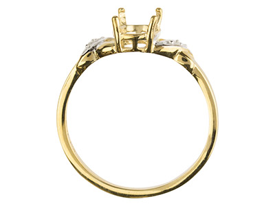 9ct Yellow Gold Semi Set           Diamond Ring Mount Hallmarked 4    Round Total 0.02ct Centre To       Accommodate 6x8mm Oval - Standard Image - 2