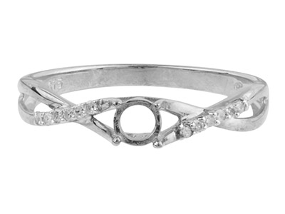 9ct White Gold Semi Set            Diamond Ring Mount Hallmarked 12   Round Total 0.06ct Centre To       Accommodate 4.0mm