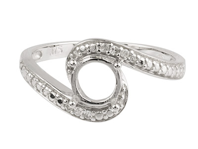 9ct White Gold Semi Set            Diamond Ring Mount Hallmarked 6    Round Total 0.03ct Centre To       Accommodate 6.0mm