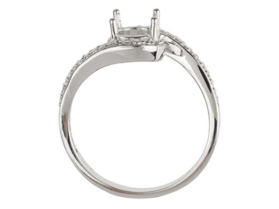 9ct White Gold Semi Set            Diamond Ring Mount Hallmarked 6    Round Total 0.03ct Centre To       Accommodate 6.0mm - Standard Image - 2
