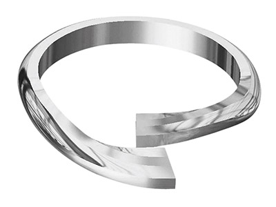 9ct White Gold Medium Straight     Crossover Ring Shank Size M - Standard Image - 2