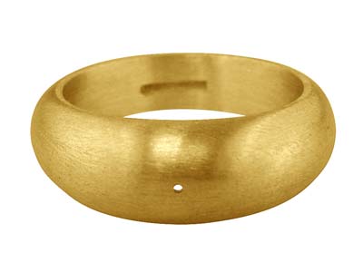 18ct Yellow Gold Domed Ring Plain   Hallmarked Widest Point 6.75mm Size Q Hollowed Back With Centre Punch,  100 Recycled Gold