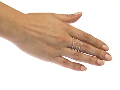Sterling Silver Beaded Ring 2mm    Size S - Standard Image - 4