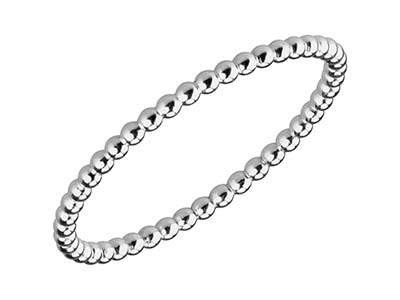 Sterling Silver Beaded Ring 1.5mm  Size O - Standard Image - 2