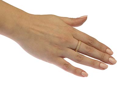 Sterling Silver Beaded Ring 1.5mm  Size O - Standard Image - 5