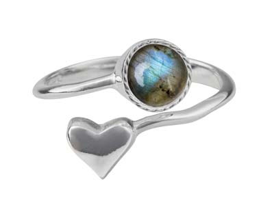 Sterling Silver Adjustable Ring    With Heart And 6mm Cup - Standard Image - 2