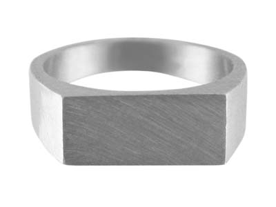 Sterling Silver Initial Rectangular Ring 14x7mm Hallmarked Head Depth   1.5mm Size L12, 100 Recycled      Silver