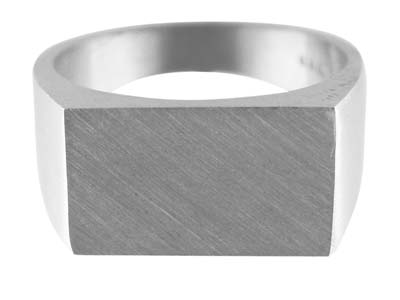 Sterling Silver Initial Rectangular Ring 17x11mm Hallmarked Head Depth  2.1mm Size R, 100 Recycled Silver