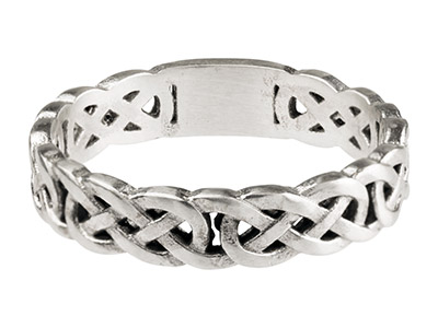 Sterling Silver Celtic Band Ring   4mm Wide Hallmarked Size O