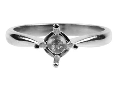 Argentium Round 4 Prong 6.0mm Ring 75pt Size M - Standard Image - 2