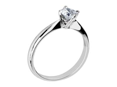 Argentium Round 4 Prong 6.0mm Ring 75pt Size M - Standard Image - 3