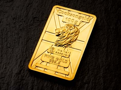 100g Fine Gold Bar 999.9 - High Relief Lion's Head Collection Serialised - Standard Image - 1